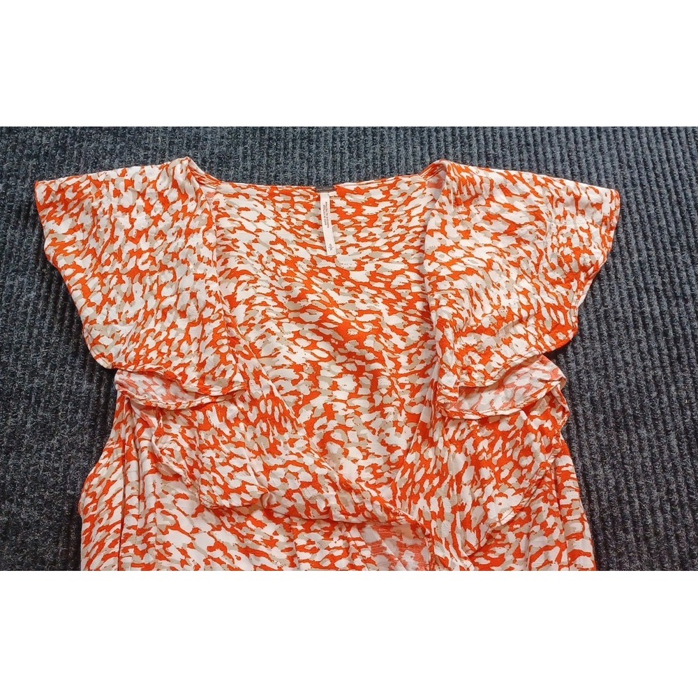Free People Midi Wrap Sleeveless Dress Women Sz S Orange, Cream, Tan